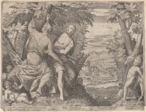 Angelica and Medoro, They Stand Next to a Stream as Medoro Carves Their Names