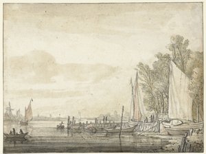 Boats at a Pier in a River