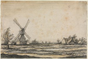 Landscape with a Windmill near a Farmstead by Aelbert Cuyp