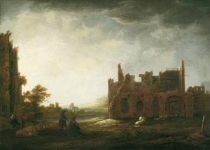 Landscape with the Ruins of Rijnsburg Abbey by Aelbert Cuyp