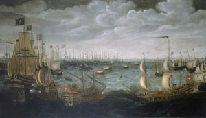 Launch of fireships against the Spanish Armada, 7 August 1588, c.1590