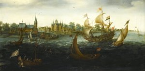 The Eendracht before IJsselmonde, 1618 by Aert Anthonisz