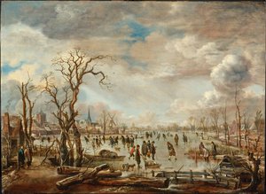 Winter Landscape with Ice Pleasures by Aert van der Neer