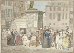 Square with Monks and Nuns During the Revolution in Belgium, October 20, 1787 by Aert Schouman (signed by artist)