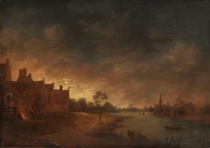 River View by Moonlight by Aert van der Neer (copy after)