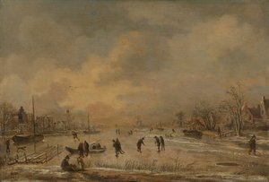 Winter Landscape with Houses by Aert van der Neer