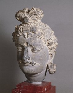 Head of a Bodhisattva, Greco-Buddhist style, from Buner, 2nd century by Afghan School