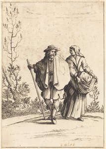 Beggar Couple, with Landscape in Background by After Jacques Callot