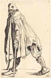 Beggar with Crutches and Cap by After Jacques Callot
