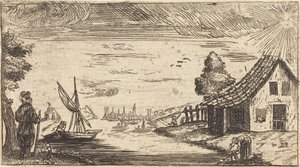 Landscape with Figure and Boat by After Jacques Callot