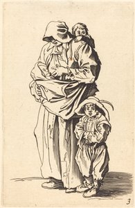 Mother and Three Children by After Jacques Callot