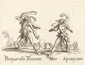 Pasquariello Truonno and Meo Squaquara by After Jacques Callot