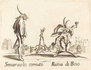 Smaralo Cornuto and Ratsa di Boio by After Jacques Callot