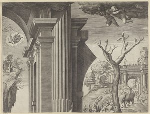 Adoration by the Kings (top right part) by Agostino Carracci