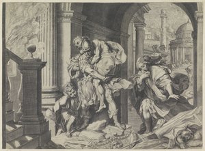 Aeneas Flees with His Family from Troy by Agostino Carracci