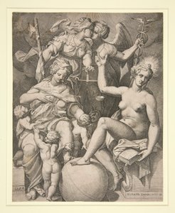 Charity, Justice, Truth, and Peace by Agostino Carracci