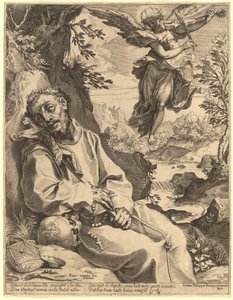 Saint Francis Consoled by the Musical Angel by Agostino Carracci