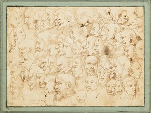 Sheet of Caricature Heads by Agostino Carracci