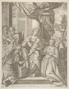 The Mystic Marriage of Saint Catherine (detail) by Agostino Carracci