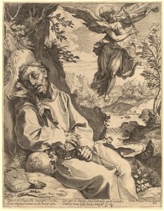 Saint Francis Consoled by the Musical Angel by Agostino Carracci after Francesco Vanni