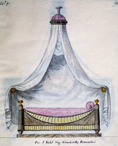 Canopy Bed for Mr. Brancadori, from Lavori di falegname e Fabbro ideati e disegnati da me Agostino Fantastici by Agostino Fantastici