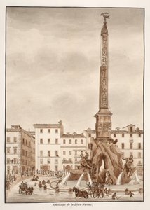 The Piazza Navona Obelisk, 1833 by Agostino Tofanelli