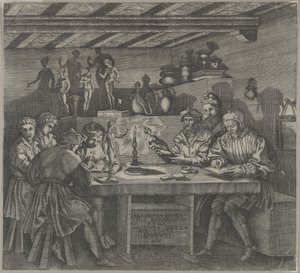 Baccio Bandinelli in His Studio Holding a Statuette of Venus, Students Sketching