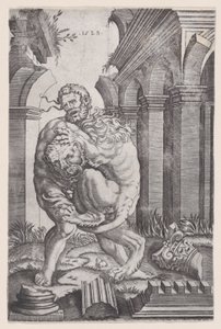 Hercules Strangling the Nemean Lion by Agostino Veneziano