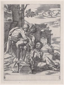Hercules and Antaeus by Agostino Veneziano