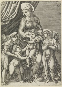 Mary with Child and the Young John the Baptist by Agostino Veneziano