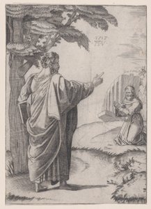 Saint Paul and the Franciscan Friar, dated 1517 by Agostino Veneziano
