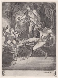 The Young Hercules in His Cradle, 1533 by Agostino Veneziano