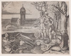 Two Men at a Cemetery by Agostino Veneziano
