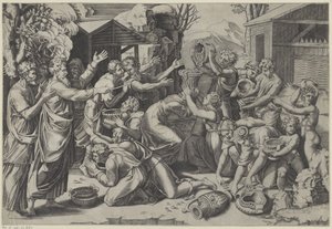 Gathering of the Manna by Agostino Veneziano