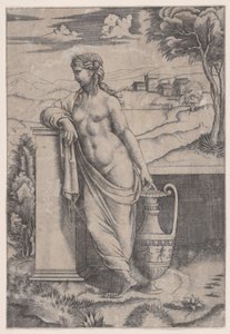 Woman Standing near a Vase