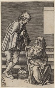 Peasant and Egg Woman by Agostino dei Musi after Raphael