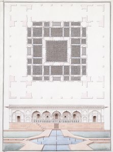 Elevation of the south front and Garden Palace of the Suraj Bhawan at Dig