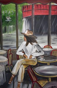 Rainy Day Cafe Scene by Aisha Haider
