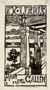 Bookplate Mary and Axel Gallén by Akseli Gallen-Kallela