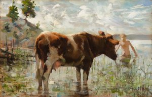 Cow and Boy by Akseli Gallen-Kallela