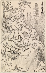 Fight on the Hiidenkivi Rock by Akseli Gallen-Kallela