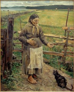 Old Woman with Cat by Akseli Valdemar Gallen Kallela