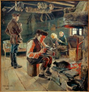 Farmhouse Room by Akseli Valdemar Gallen Kallela