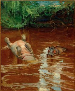 Hippopotamuses in the Tana by Akseli Valdemar Gallen Kallela