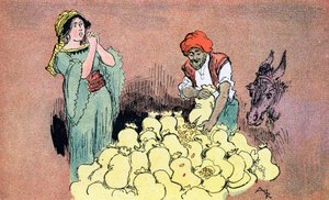 Ali Baba Shows the Gold Bags to His Wife by Albert (after) Robida