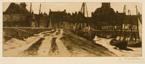 The Small Harbour of Terneuzen in the Evening by Albert Baertsoen