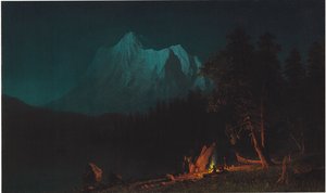 Mountainous Landscape by Moonlight by Albert Bierstadt