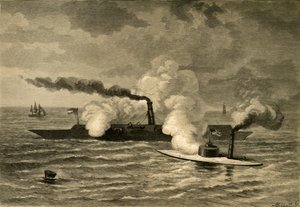 Attack of the Monitor on the Merrimack by Albert Bobbett