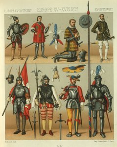 Illustration of European Warriors Armour by Albert Charles August Racinet
