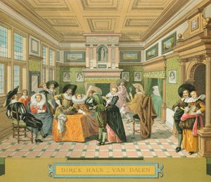 Interior of Dutch Noble Dwelling in 17th Century, Illustration from The Complete Costume History by Racinet Auguste by Albert Charles August Racinet